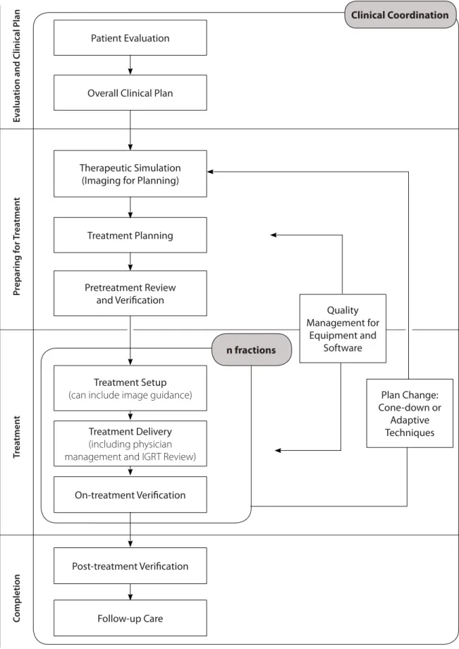 Figure 1.1. Process of Care for External Beam Radiation Therapy Patient Evaluation Quality  Management for  Equipment and  Software Plan Change: Cone-down or  Adaptive  TechniquesOverall Clinical Plan