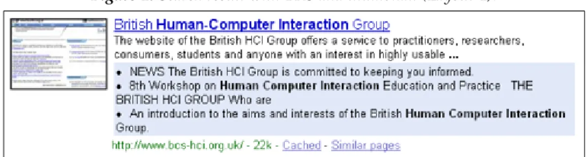 Figure 1: Search result with TRS and thumbnail (Layout 4).