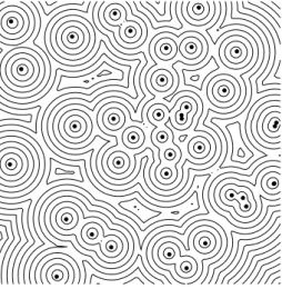 Figure 10: A computed pixel image (displayed as a contour plot): the distance transform of a point pattern