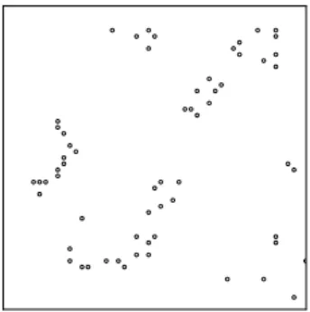 Figure 1: The classic Redwoods dataset Ripley (1977) available in spatstat as redwood.