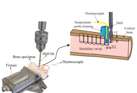 Figure 2. Thermocouple positioning in bone drilling process 