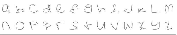 Figure 1: Examples of single-stroke handwriting gestures for the 26 English letters
