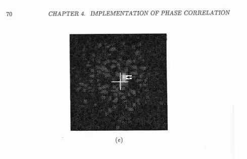 Figure 4.10. filtering . Note correlation Effect of Blackman filtering on phase correlation of noisy images of "artery" : (a) noisy version of the "artery" image shown in Fig