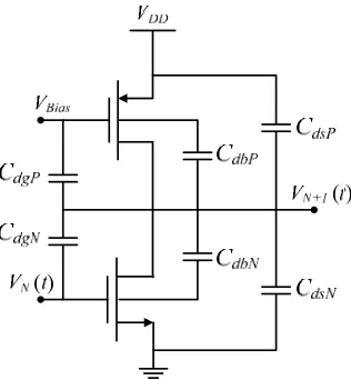 Fig. 2. Parasitic capacitors in a delay stage  