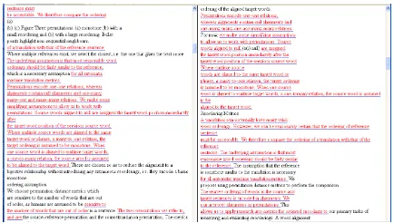 Figure 1: Screen-shot of the output of WCopyFind. Thesize is deliberately kept small to anonymise the case