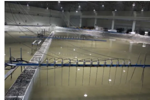 Figure 3. Experimental facility and wave gauge array.