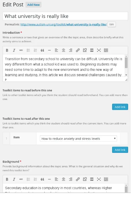 Figure 1: Custom ﬁelds as shown on the dashboard.