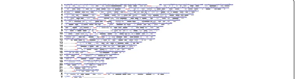 Fig. 3 Visualization of the human genome coverage using NGM. Chromosome 1-22,X,Y are represented by G-banding patterns