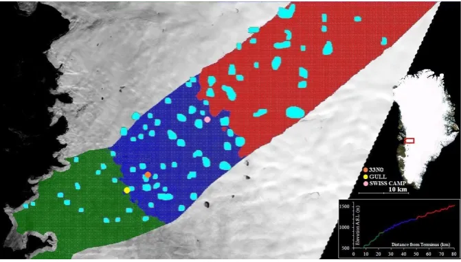 Fig. 1. Study area in West Greenland, bounded by 692   Figure 1. Study area in West Greenland, bounded by 69°48’N, 69°18’N, 50°23’W, and 3   48°0’W