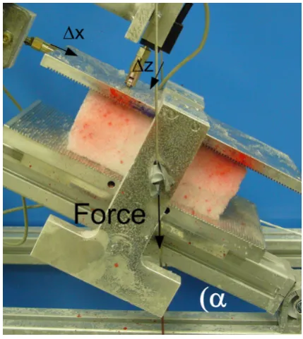 Fig. 1.the tilt angle (Reiweger et al., 2010).shear and normal displacement, Snow sample in loading apparatus