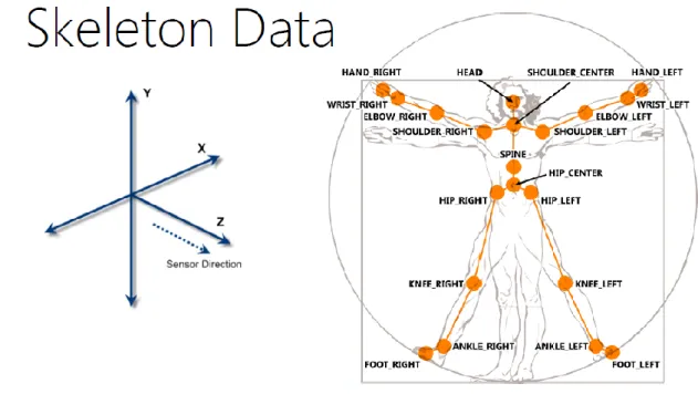 Figure 10: Kinect Skeleton Data and Joint Information [3] 