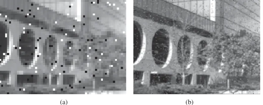 Fig. 5: (a) one of the 100 degraded (64x48), noisy and compressed images used to                        reconstruct the enhanced composite in (b) (320x240)
