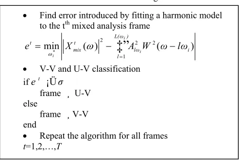 Table 1. Harmonic matching classifier   