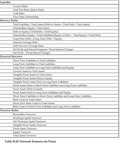 Table B.2b Network Features for Firms 
