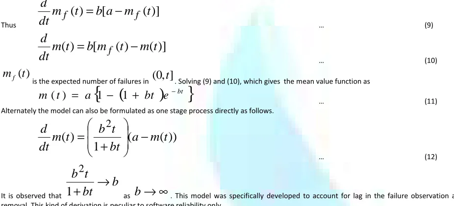 TABLE 1: ESTIMATION USING SRGM’S MODEL 