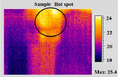 Fig. 12 A sample of registered temperature on the case study by thermal-vision camera