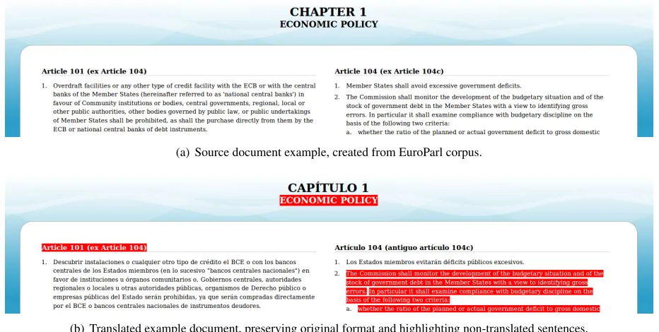 Figure 4: Translating documents with the proposed system.