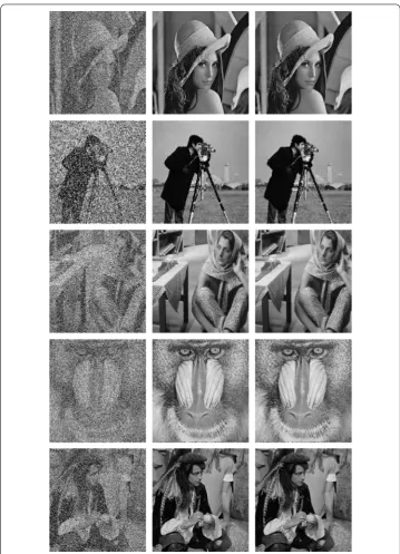 Figure 8 Restoration of the images Lena, Cameraman, Barbara, Banoon, and Man by PRP algorithm andAlgorithm 3.1