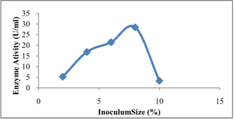 Fig 12 Effect of different Optical Densities of  Bacillus subtilis strain arium1115 on pectinase production    