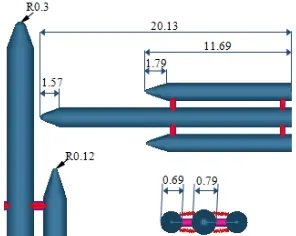 Figure 2.  Pressure distribution around the launch vehicle before the separation  
