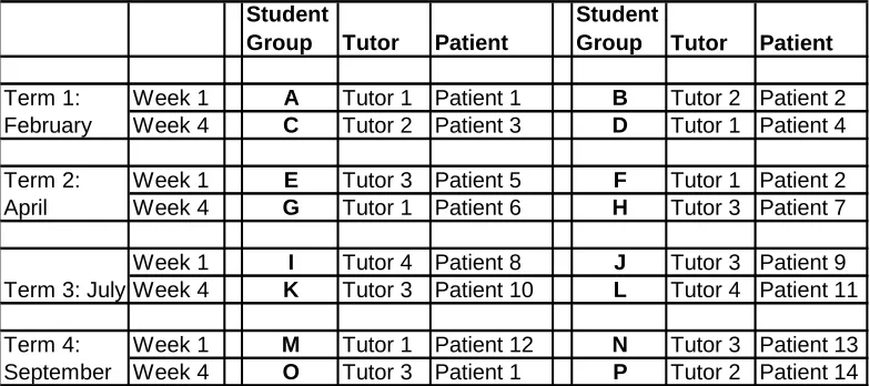 Table 3.6: Allocation of cases and tutors to groups 