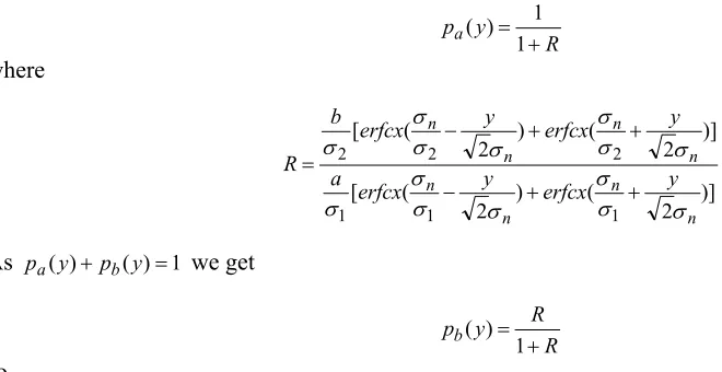Fig. 10. pdf of the sum of a Laplace and a Gaussian random variable 