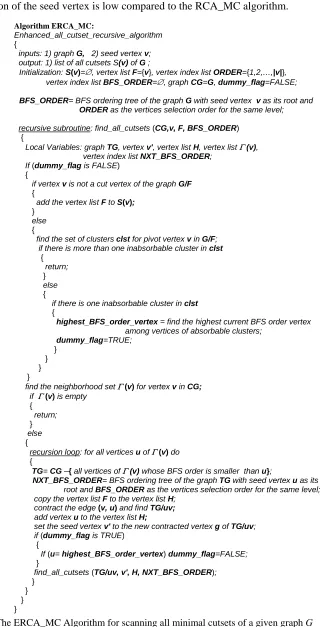 Fig. 5. The ERCA_MC Algorithm for scanning all minimal cutsets of a given graph G 
