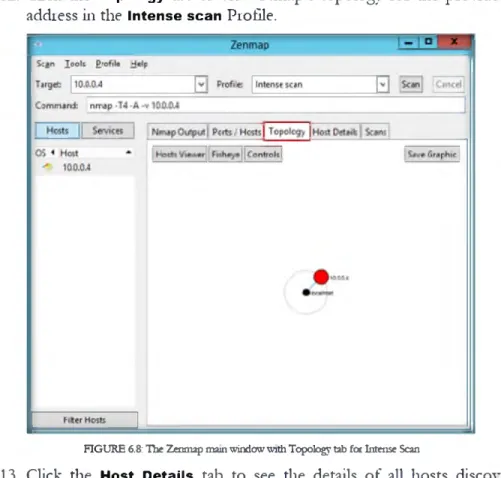 FIGURE 6.9: The Zenmap main window with Host Details tab for Intense Scan