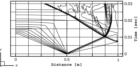 Figure 9 represents the density history along the 