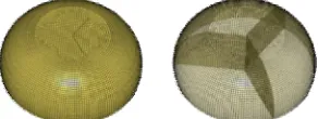 Figure 11. Bottom view of multi-cell quasi-hemispherical samples after loading by numerical simulation: a) 3 cells, b) 4 cells, c) 5 cells and d) 6 cells