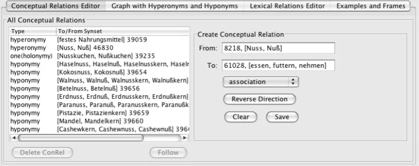 Figure 3. Conceptual Relations Editor tab. 