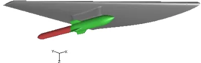 Figure 1.  The outline of the wing- pylon- adjunct model 