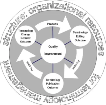 Fig. 1. Terminology quality improvement model applied to the terminology life cycle.