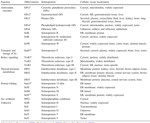 Table 1 Human selenoproteins