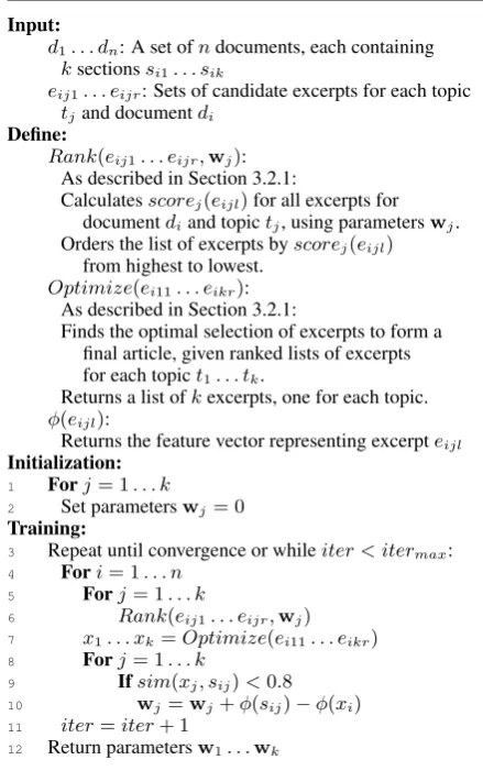Figure 2: An algorithm for learning several rank-ing problems with a joint decoding mechanism.