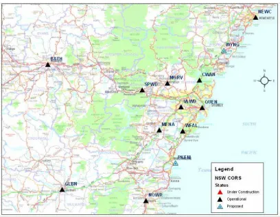 Figure 2.4: CORS locations over NSW (Source: DOL 