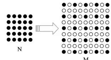 Figure 1 . The first step image zooming by factor 2. LR image (N), HR image (M).  