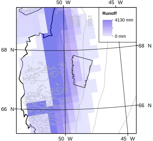 Fig. 1. Map of Greenland showing elevation contours (Bamberet al., 2001) at 500 m intervals from 500 m