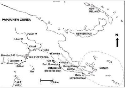 Figure 3.1 Southern New Guinea showing sites referred to in text 