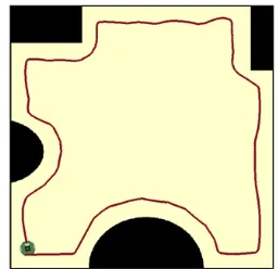 Figure 10 environment where the fuzzy Q-learning could successfully track walls with rectangular /convex shapes of different sizes, and stay in predefined margins