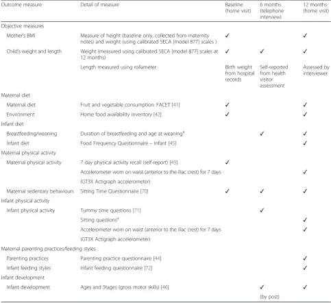 Table 1 Details of outcome measures used within feasibility study