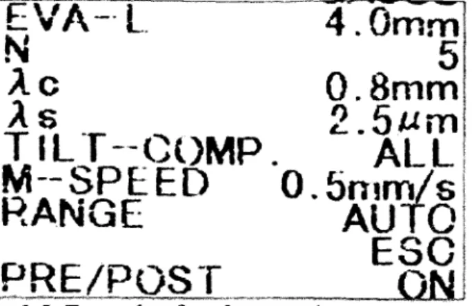 Figure 3.5: Example of surface roughness tester setting. 