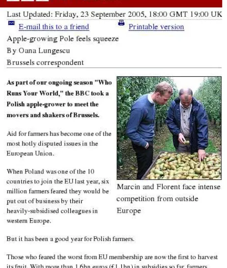 Figure 2: A sample from our BBC News database. Eachentry contains an image, a caption for the image, and theaccompanying document with its title.