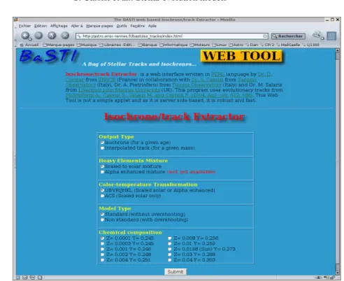 Fig. 1. The isochrones-tracks maker web interface.