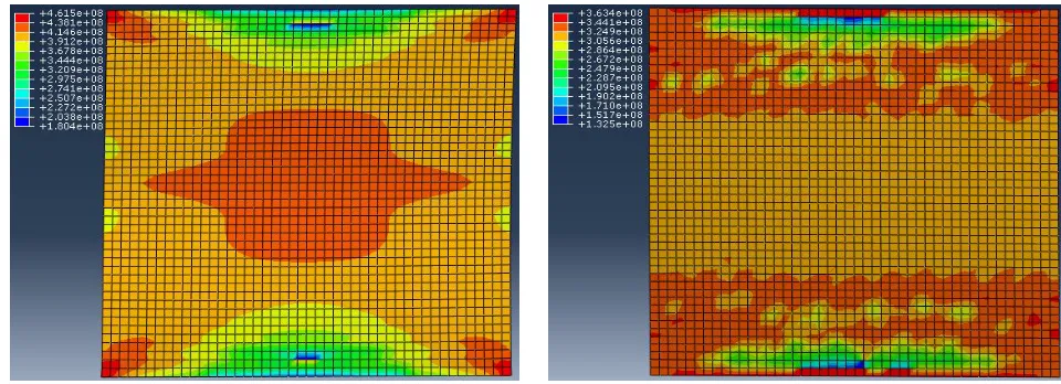 Fig. 18. Contours of von   Misses stress of P20 SPW under reflected pressure of 375 kPa and time duration of 20 msec.