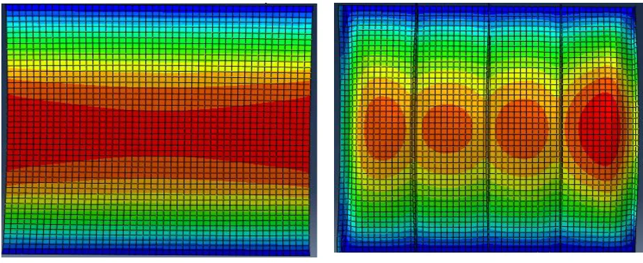 Fig. 11. The location of maximum displacement in P5 SPW with reflected pressure of 375 kPa and time duration 