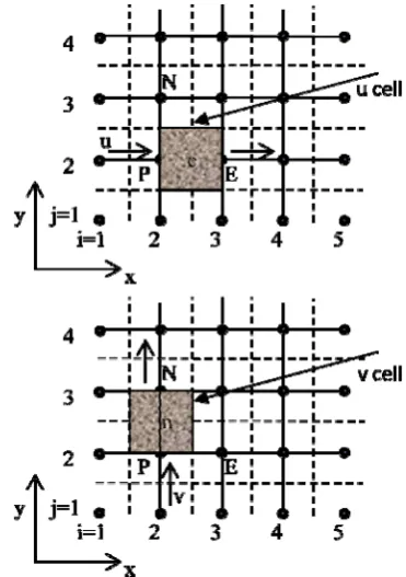 Figure 2. Momentum control volumes 