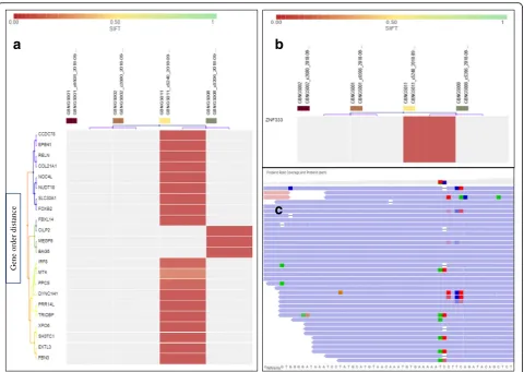 Fig. 5 Heat map of INDEL variant impacts.0.00Variants with scores closer to 0.00 are more confidently predicted to be deleterious