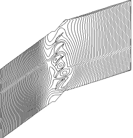 Figure 10. Corrected mass flow for three selected passages and comparison of the reference data with the first passage curve: (1) first passage from the bottom of the cascade, (2)second passage from the bottom of the cascade and (3) third passage from the 