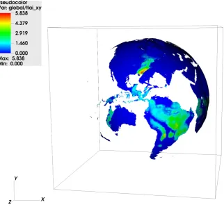 Figure 3. A snapshot of simulation result: the map of TLAI values at the beginning of global simulations